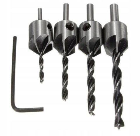 

Wiertło Wiertła do drewna z fazownikiem zestaw 4