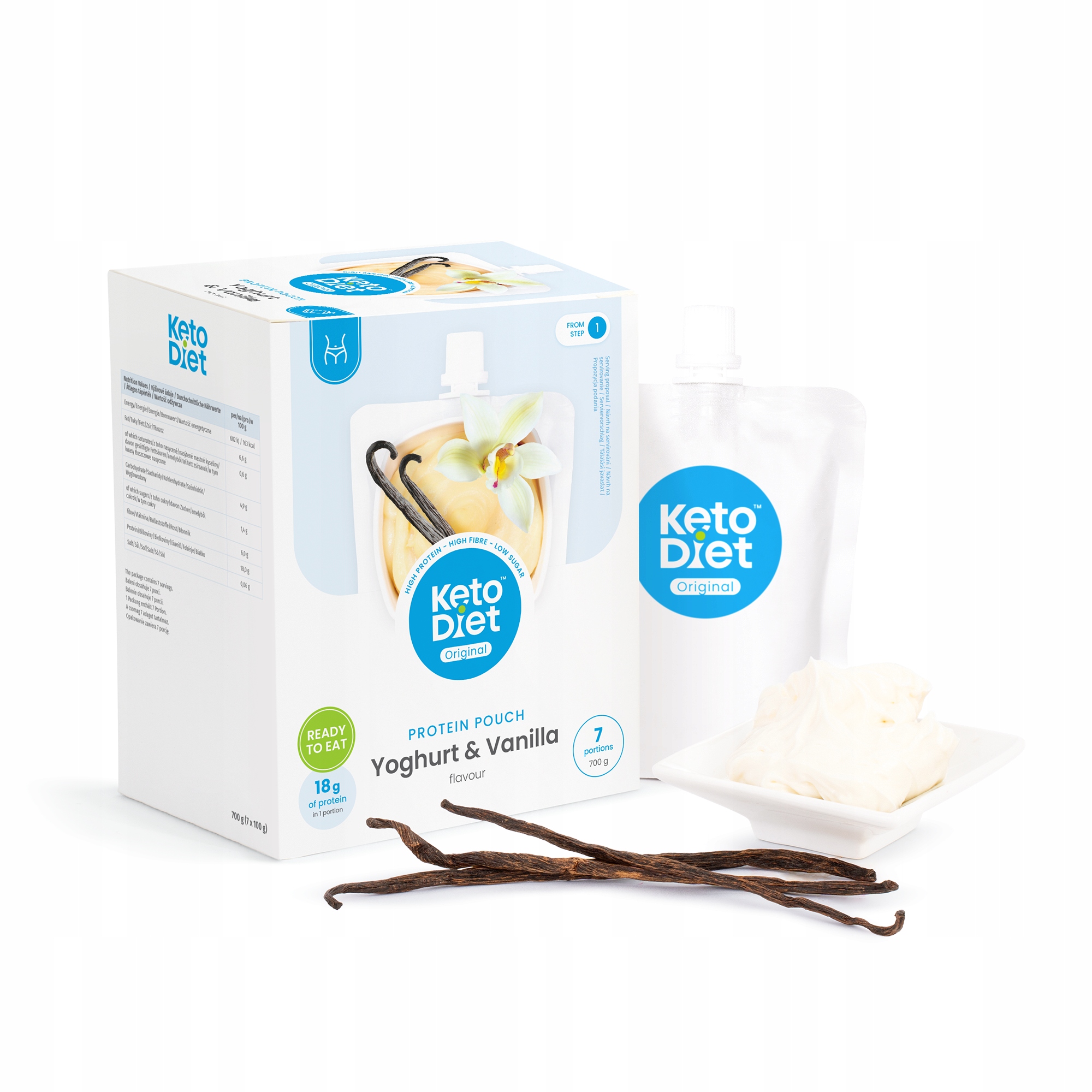 KetoDiet Proteinová kapsička příchuť vanilka a jogurt (7 porcí)