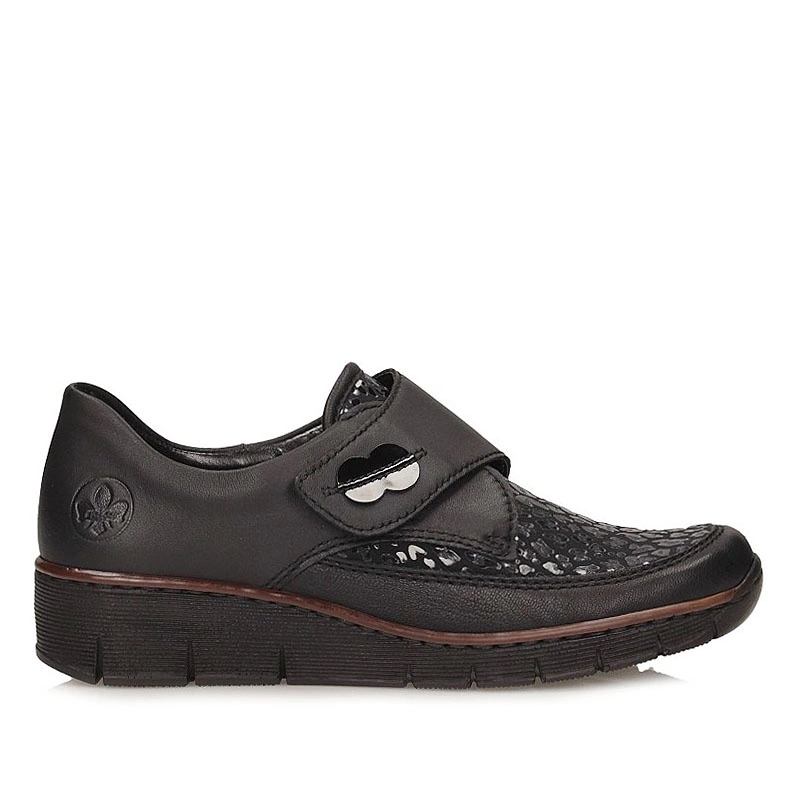 Stylové černé dámské polobotky na suchý zip Rieker 537C0-00