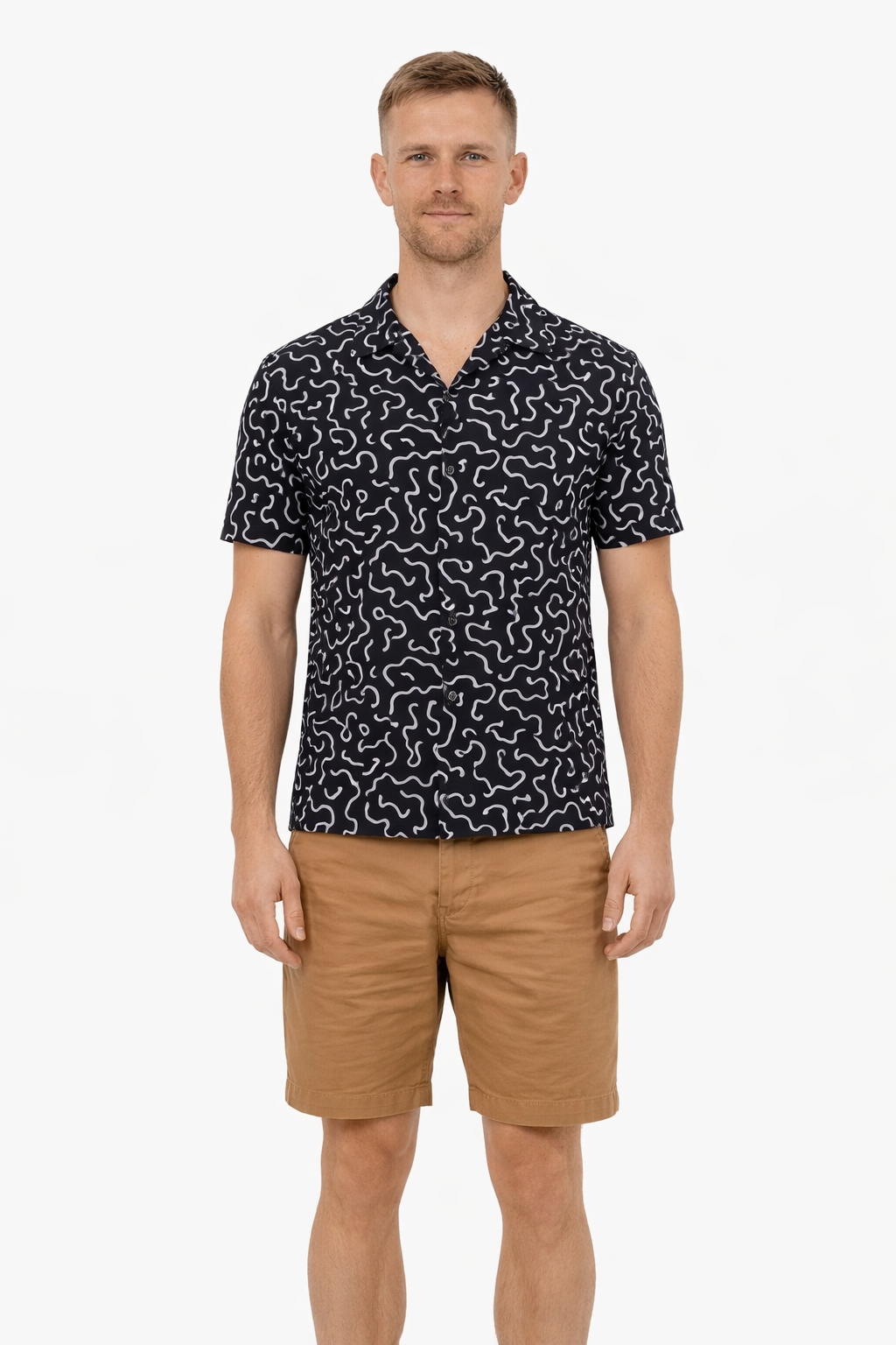 Picture Černá Košile Casual S Geometrickým Vzorem, Krátký Rukáv, Velikost I3C