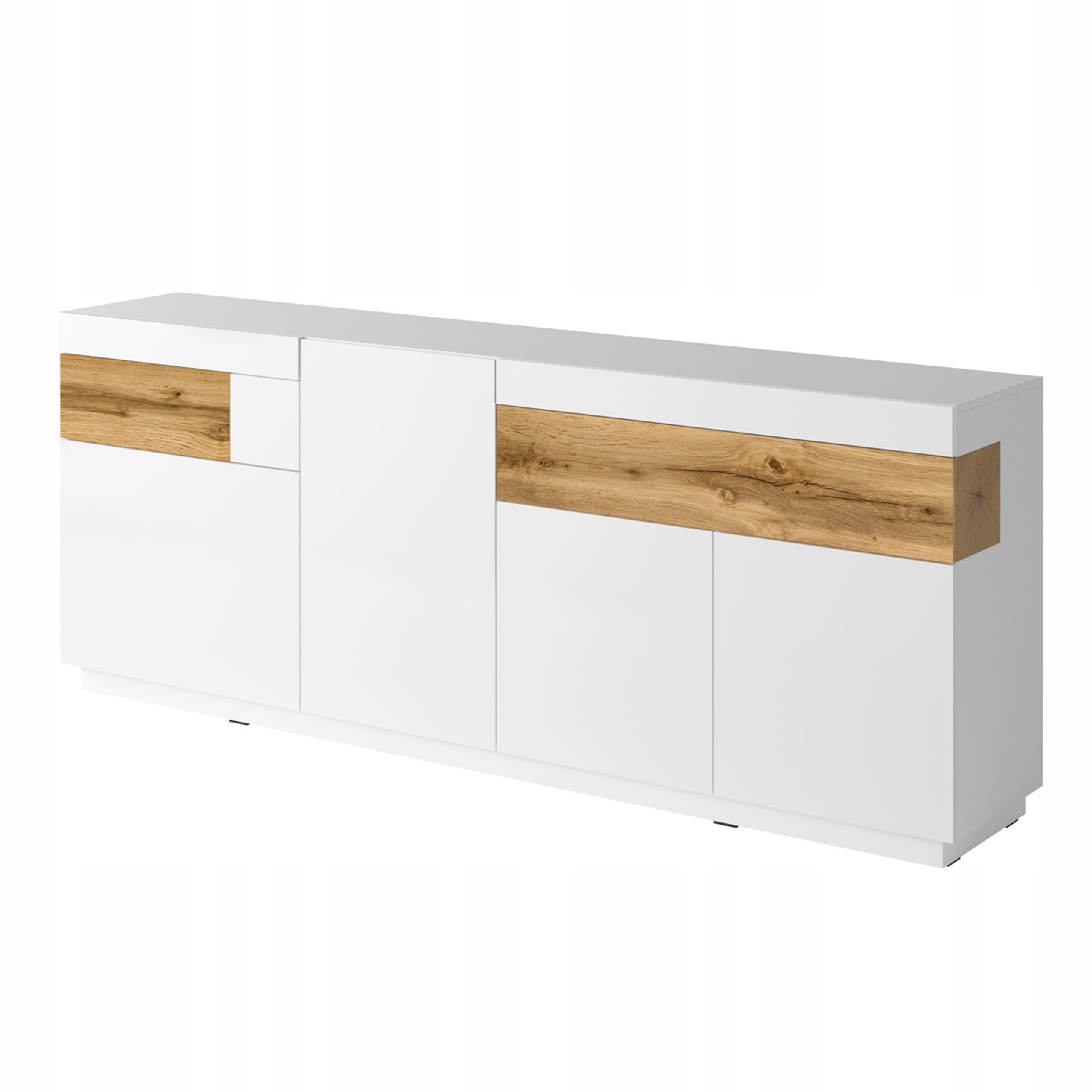 Komoda Silvana 219 cm do obývacího pokoje Ložnice 2 zásuvky 4 Dvířka Bílá