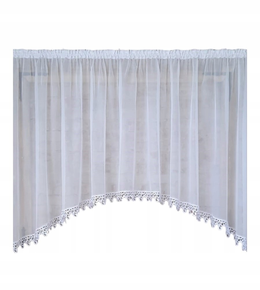 Hotová záclona 300x120,oblouk,bílý voál, angličtina 8 cm
