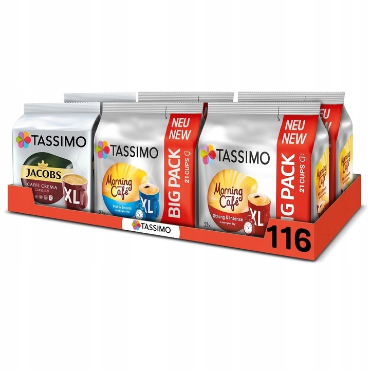 Kapsułki Tassimo Megapack Morning, Caffe Crema 5+1 opakowanie Gratis!