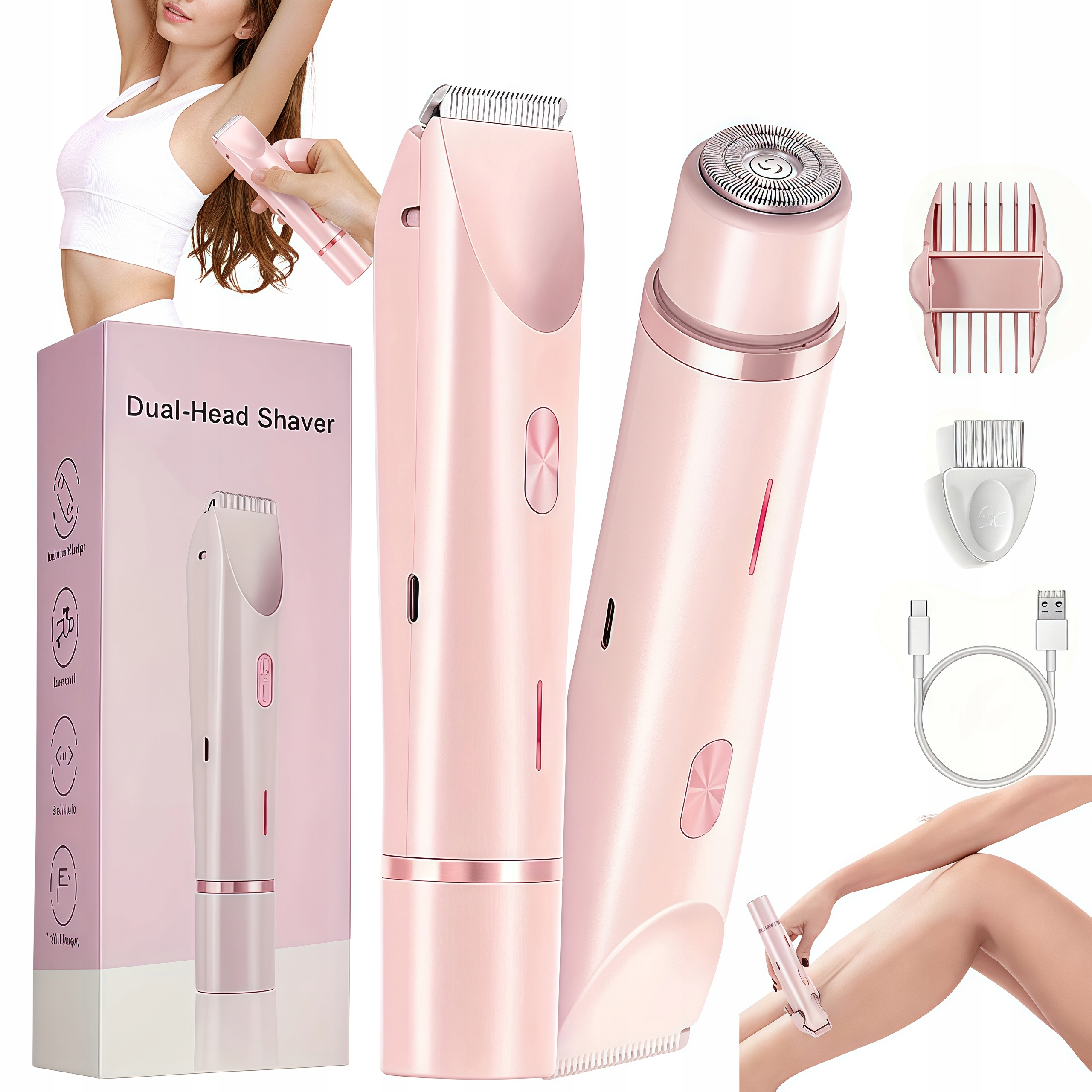 2 v 1 Elektrický holicí strojek pro ženy