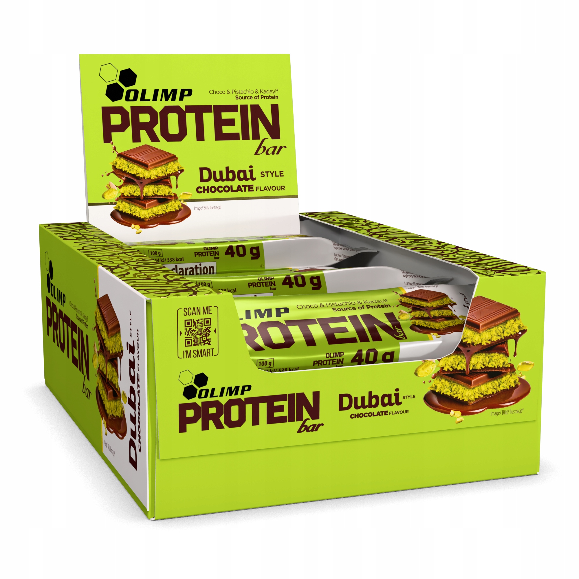 Olimp Protein Bar 25x40g Baton Białkowy Dubai Chocolate Czekolada Dubajska