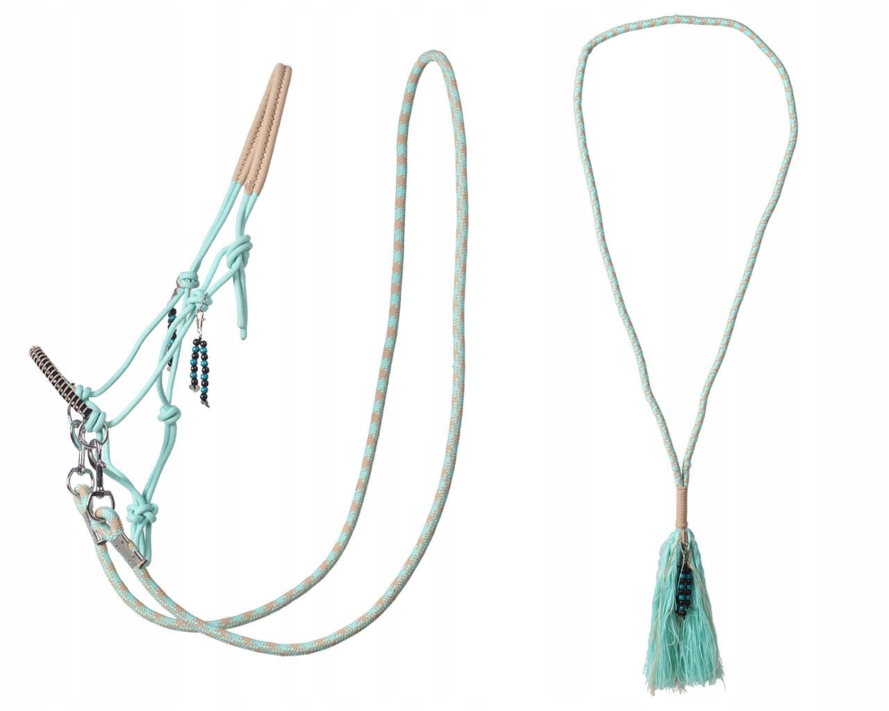 Kantar sznurkowy dla konia Qhp Liberty z wodzami i cordeo zielony Xfull