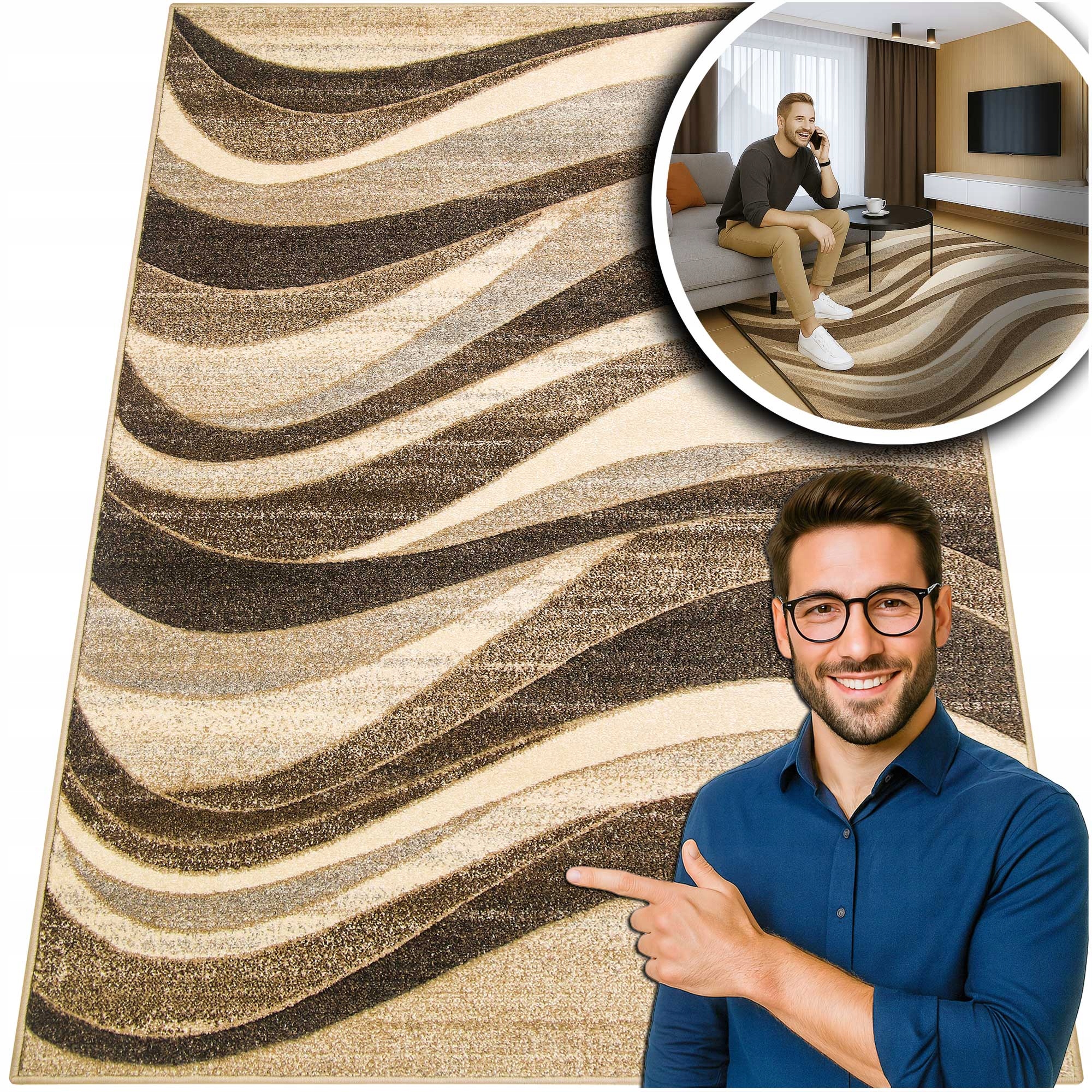 Hnědý Koberec Do Obývacího Pokoje Romantic Béžový Koberec Do Ložnice Loft 180x250