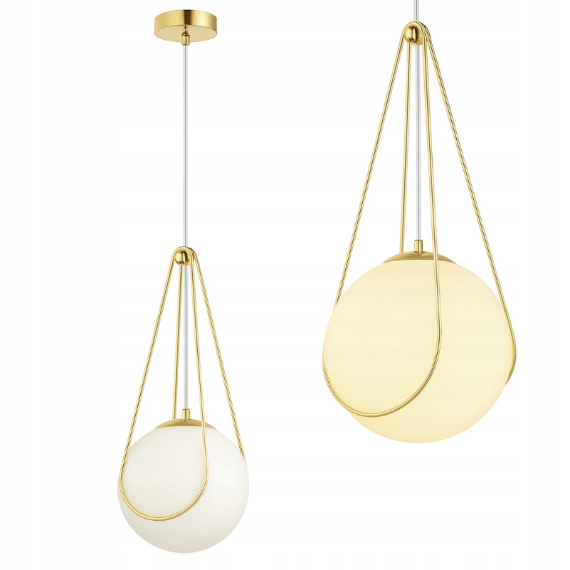 Stropná Závesná Lampa Mliečna Zlatá Guľa E27 Do Obývacej Izby Spálne