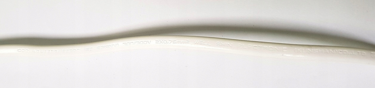 KABEL ZASILAJĄCY DWUŻYŁOWY BIAŁY RADIOWY ÓSEMKA Marka Well Shin