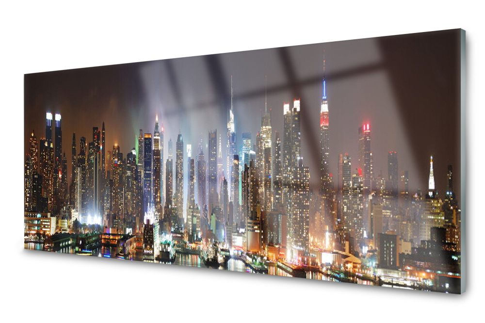 

Panel szklany do kuchni Miasto Domy 125x50