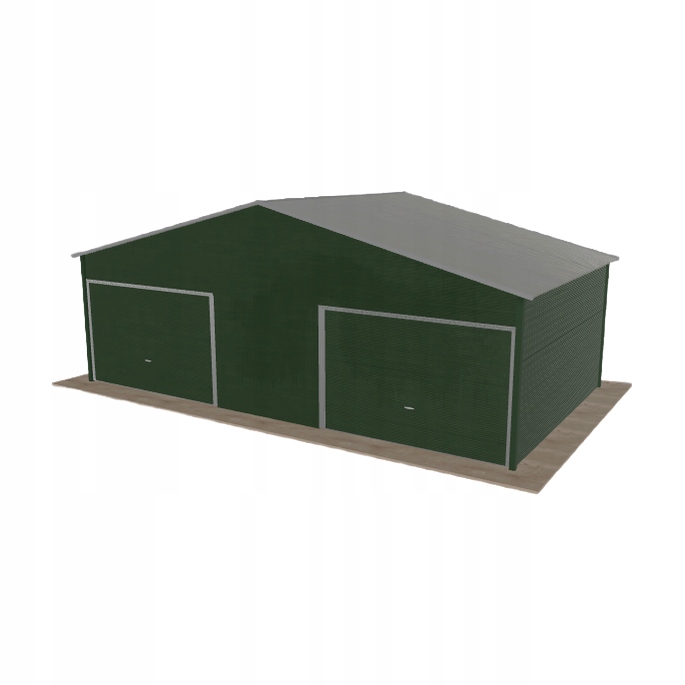 Plechová garáž 8x4.5 m, dvoupolohová, dvouspádová, zelená