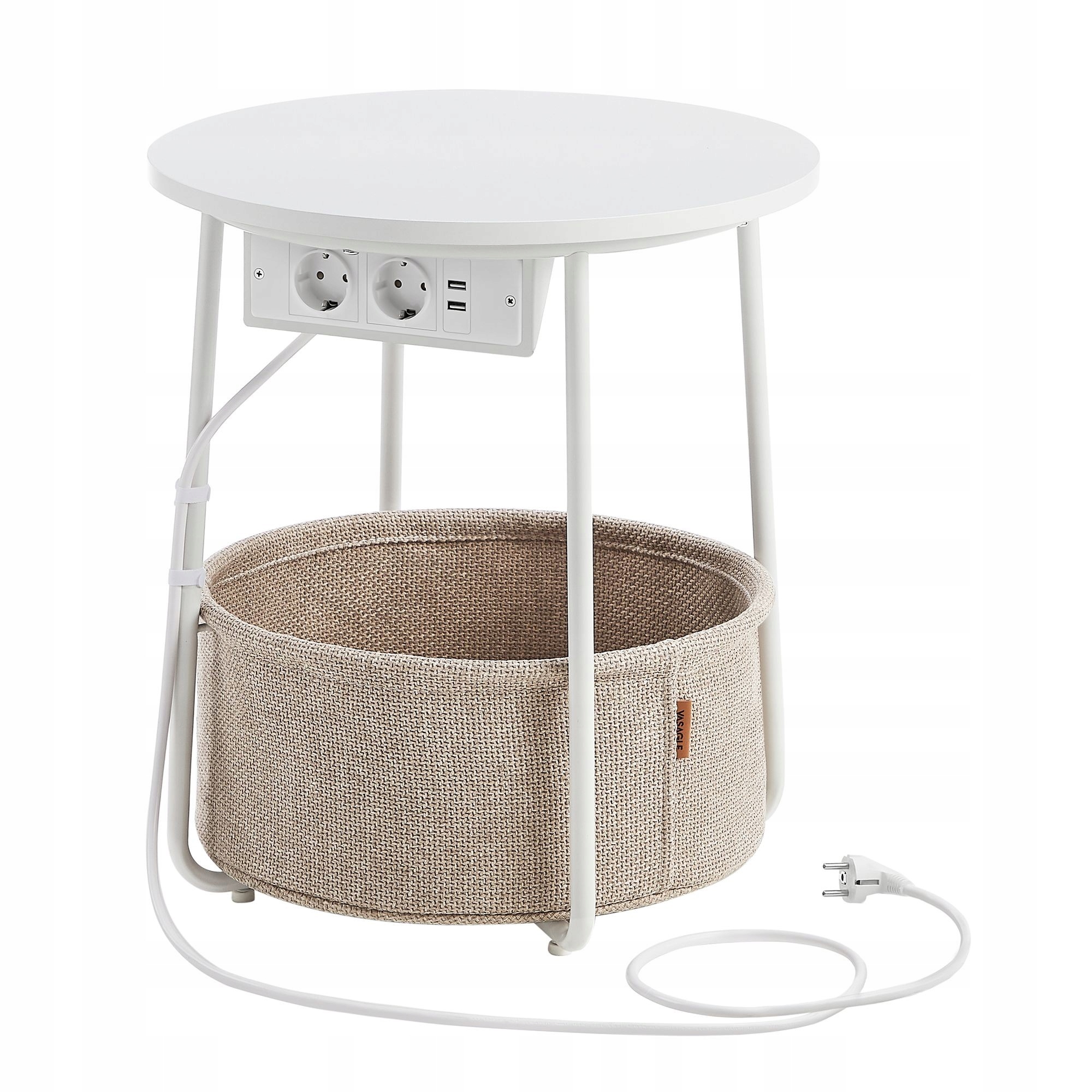 Nočný stolík Songmics okrúhly 45x45x50 cm biely s poličkou, moderný, módny