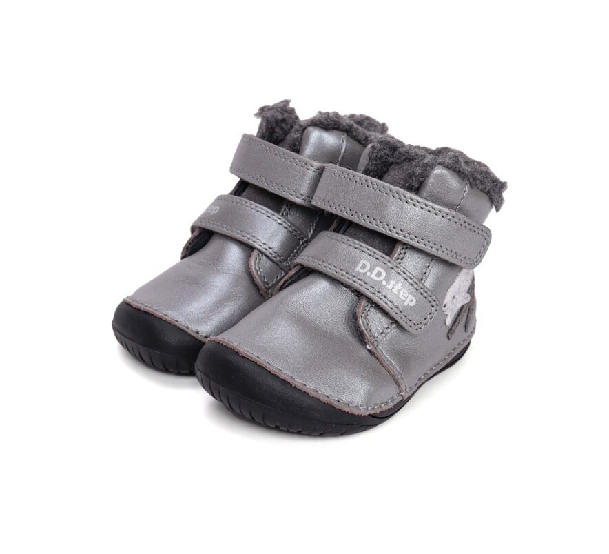Buty zimowe, śniegowce dziecięce DD step barefoot W070-52214A Dark Grey 23