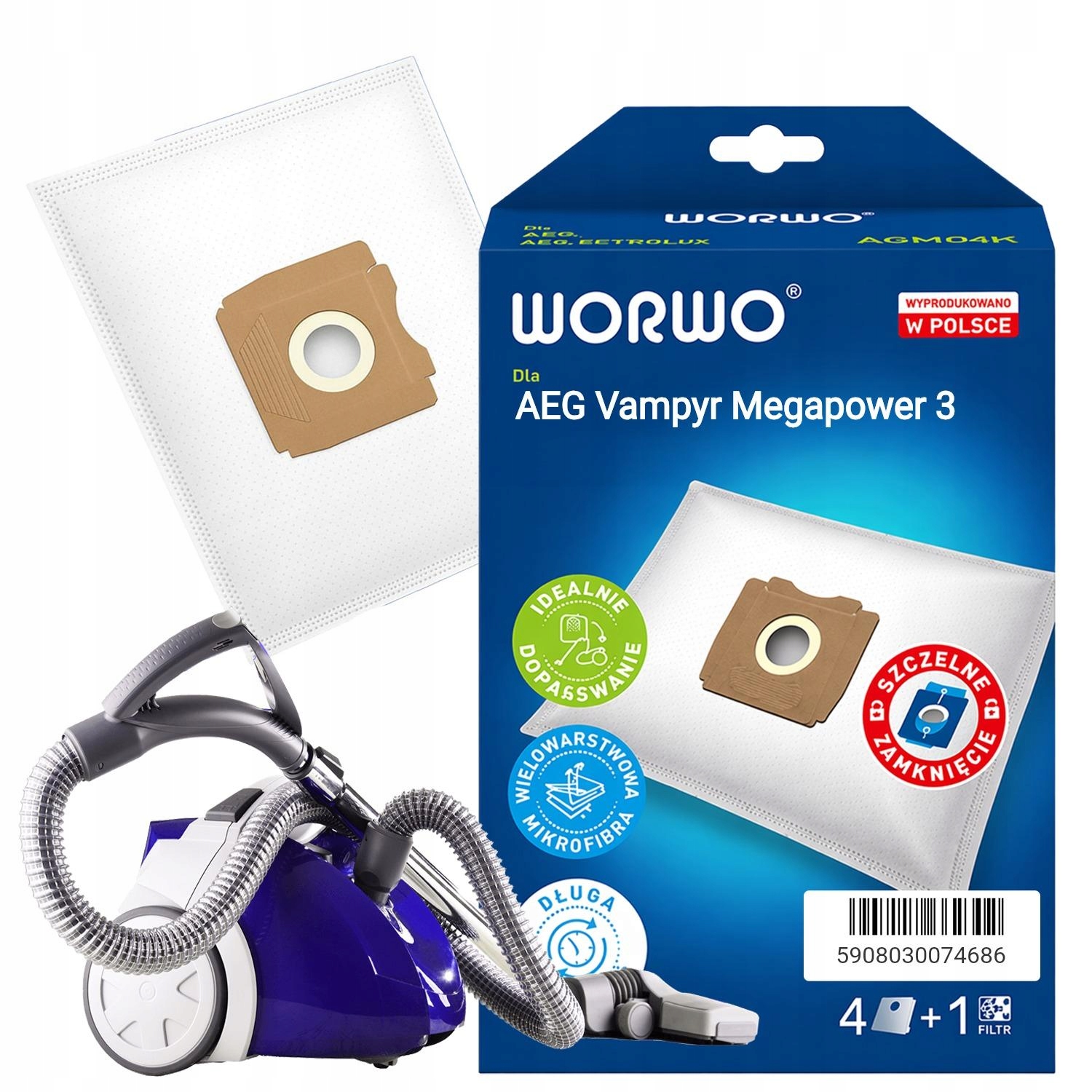 Worki Do Odkurzacza Aeg Vampyr Megapower 3 AGMB01, 4 Sztuki, Filtr
