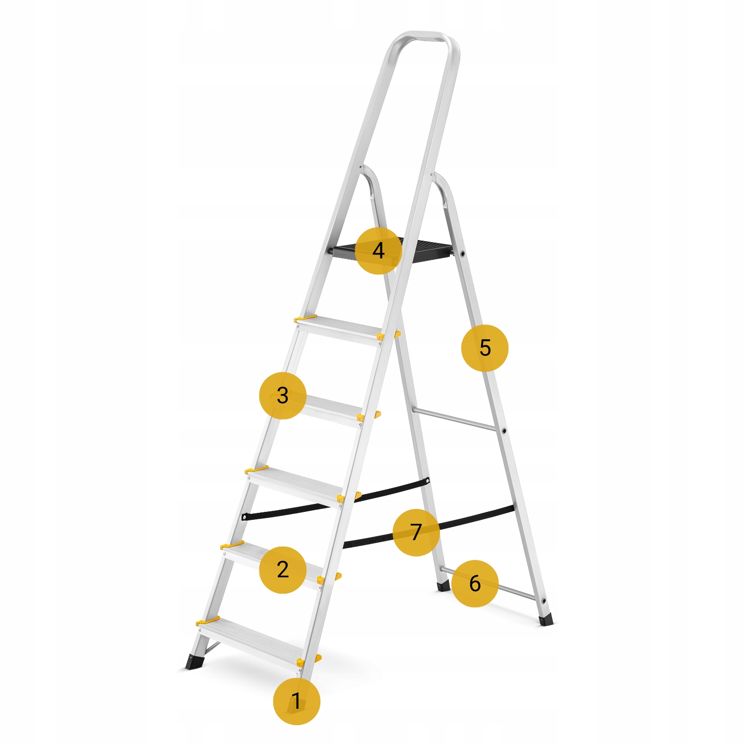 Drabina aluminiowa domowa jednostronna schodki do domu HIGHER 6 stopni 125 kg — 18