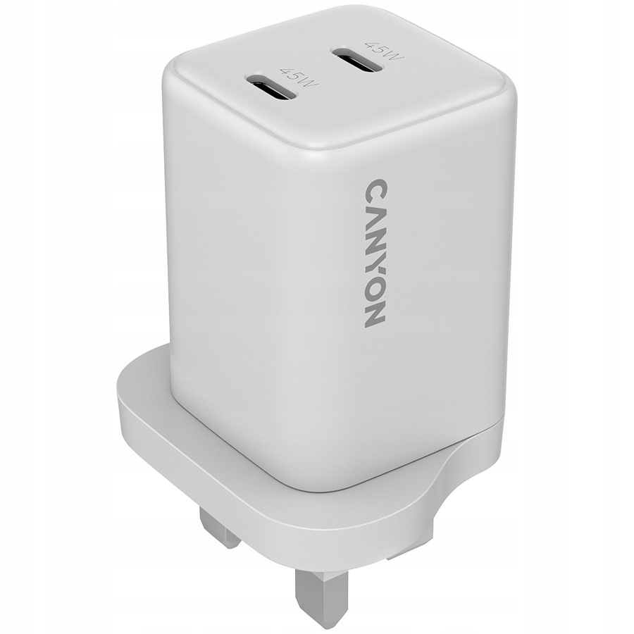 Canyon Síťová nabíječka CU65ACC GaN 65W 2xPD 1xQC Uk Bílá