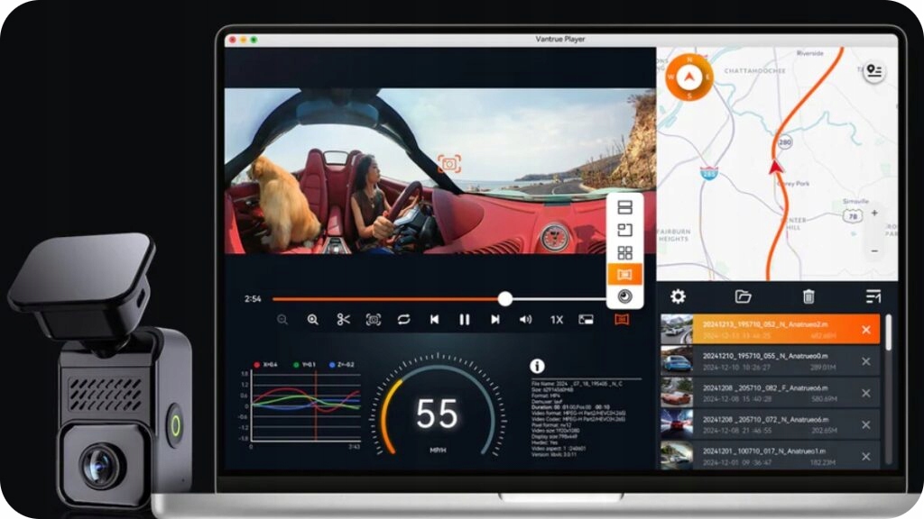 KAMERA SAMOCHODOWA VANTRUE E360 ACE LTE 3CH PRZÓD WNĘTRZE TYŁ + ACC Kod producenta E3603CHACE
