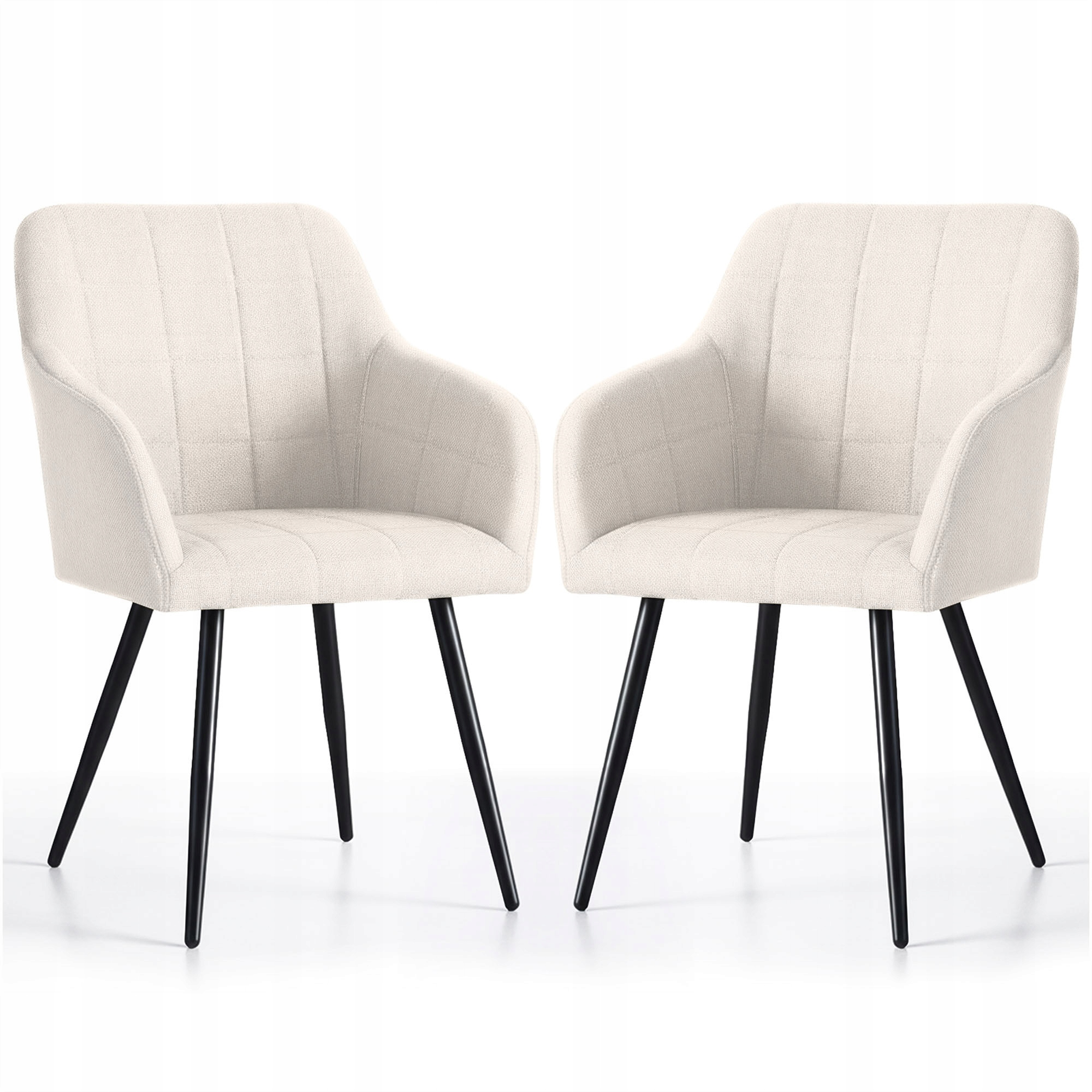 2x Krzesło tapicerowane Luxano 82x54x58 cm kremowe czarne nogi