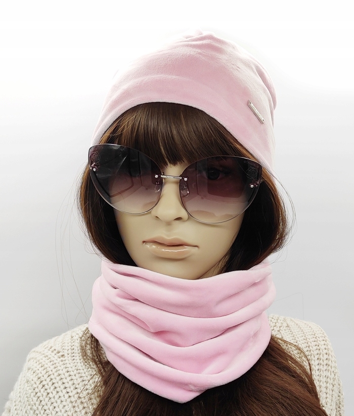 WELUROWY KOMPLET CZAPKA KOMIN ZIMOWY CIEPŁY KOLORY Marka Bibelocik