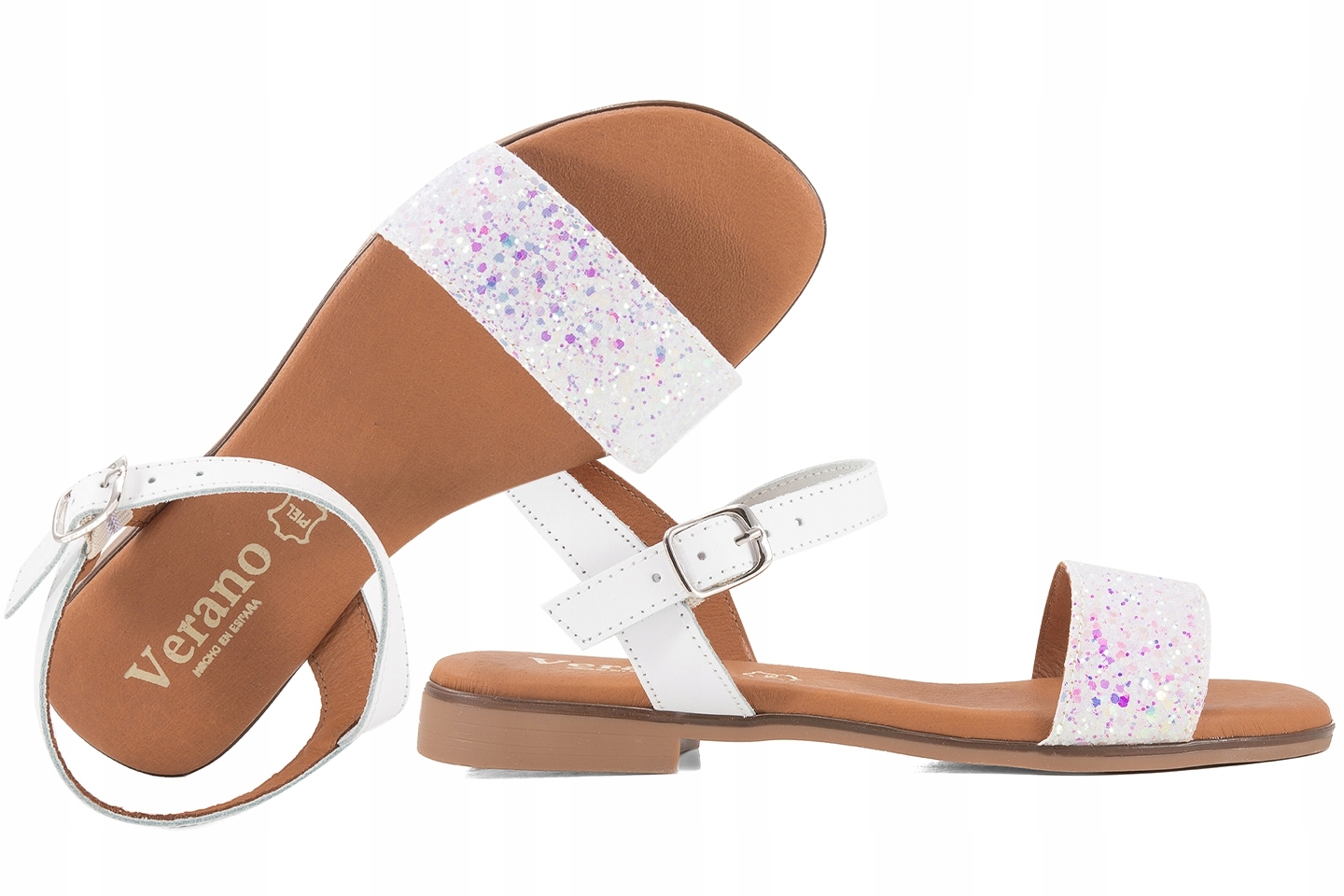 Verano 3090 Dámské Sandály Španělské Kůže Se Třpytkami bílé 35 Bílá