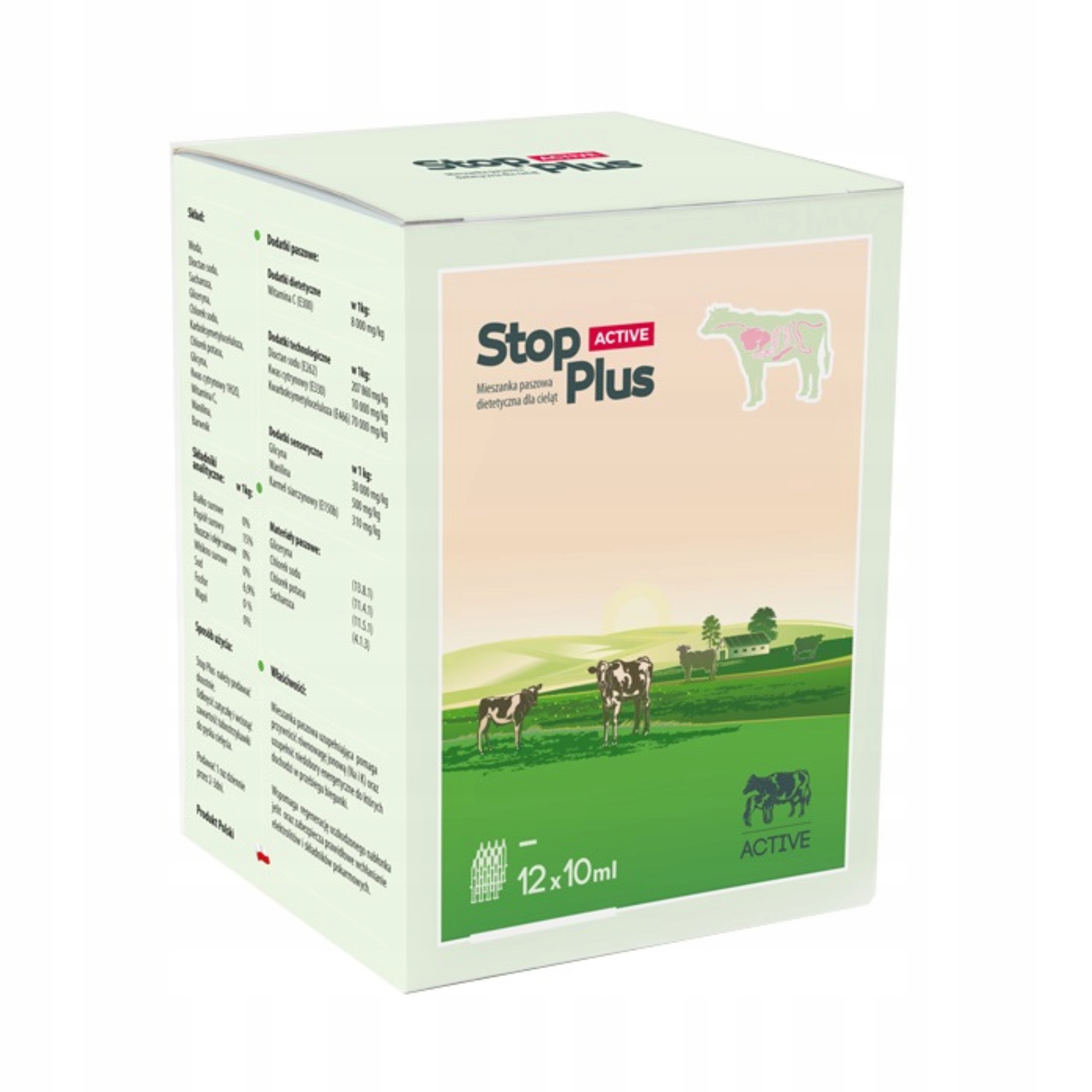STOP PLUS ACTIVE hamuje biegunki u cieląt + ELEKTROLITY ENERGIA 12x10ml