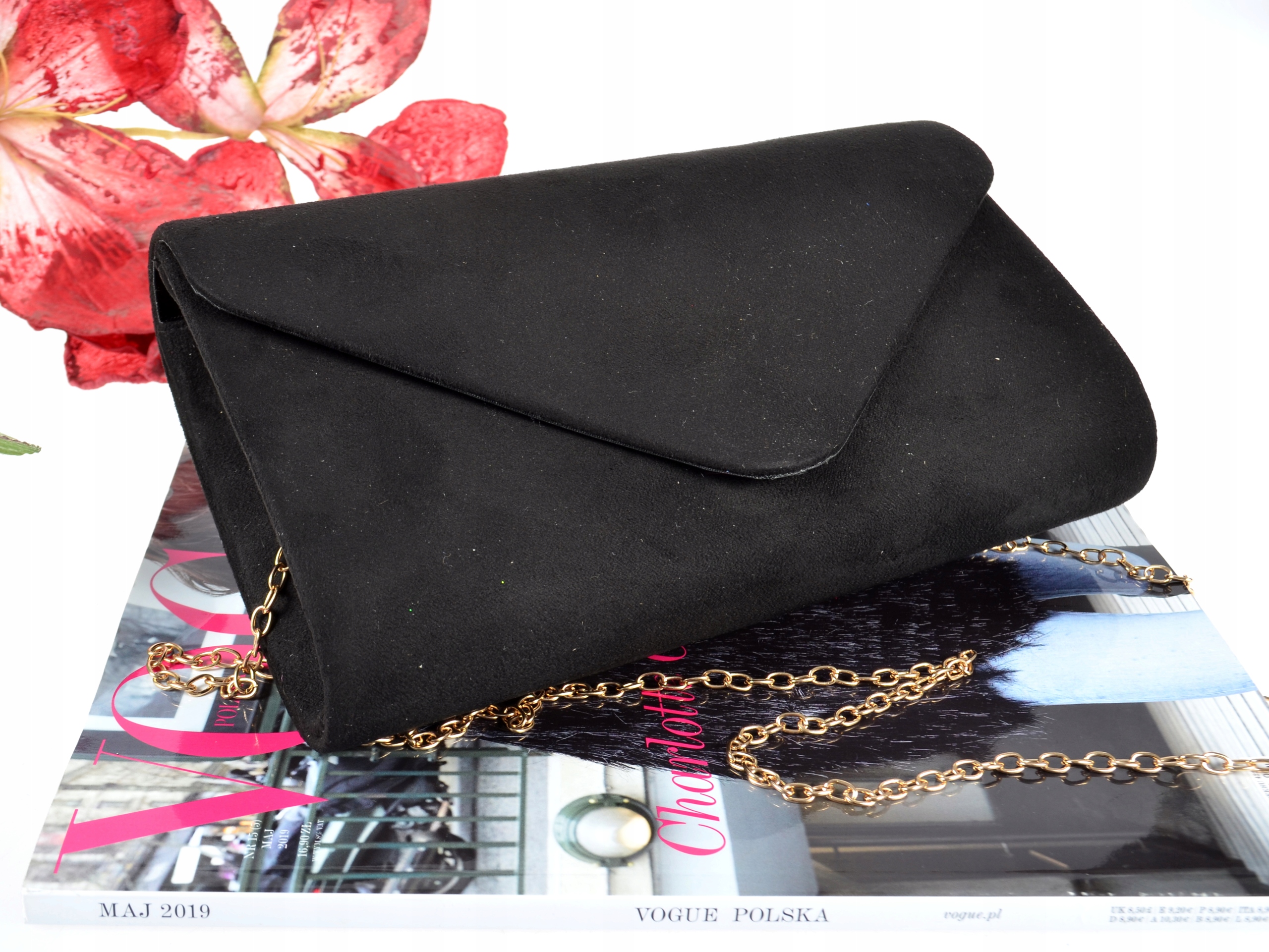 ZAMSZOWA TOREBKA KOPERTÓWNA na łańcuszku CZARNA Marka T&L