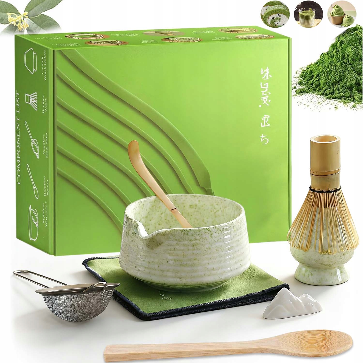 Levně Dárková Sada Na Čaj Matcha Šálek Metla Bambusoey Dárek 8V1