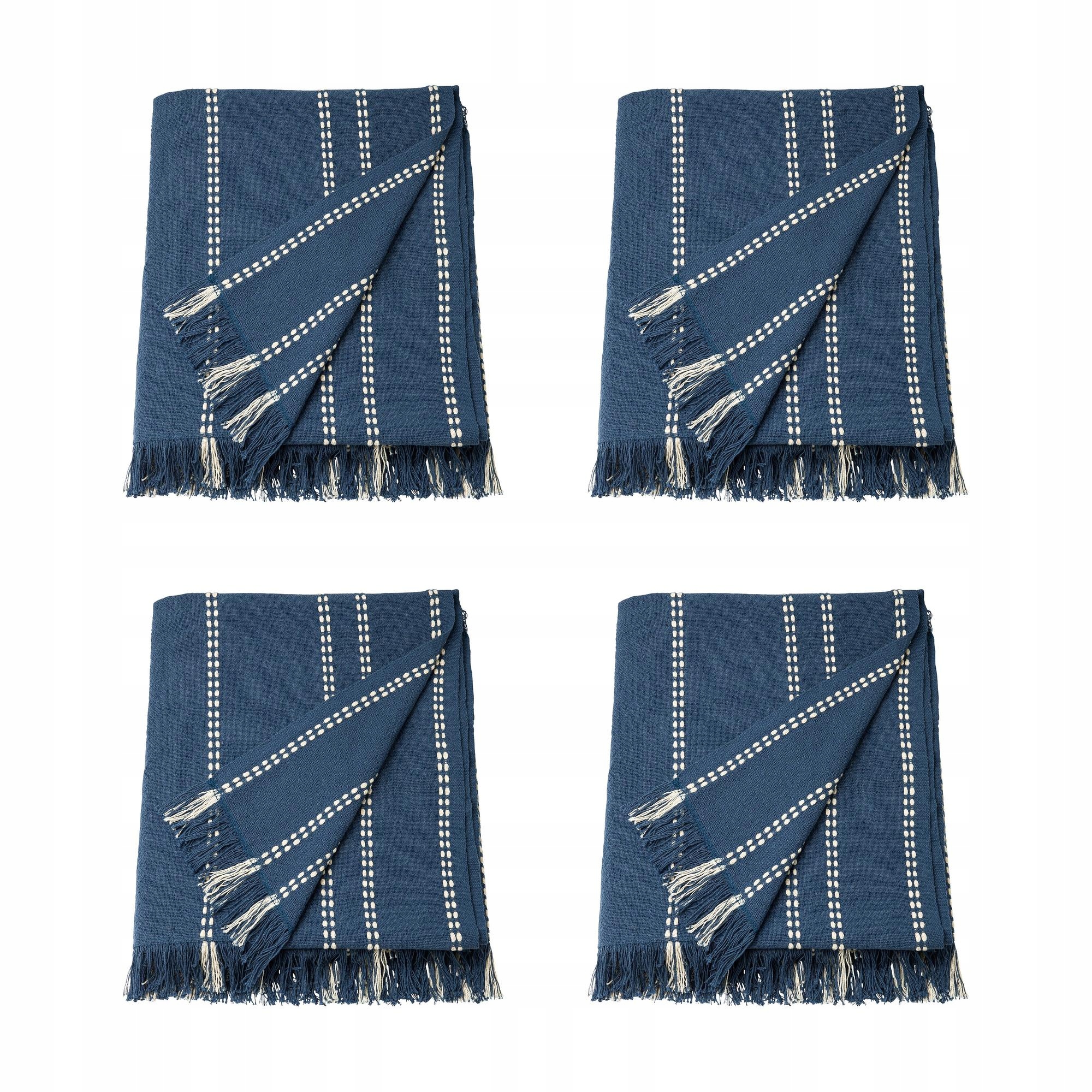 4 ks Krutbrannare Pled modrý krémový/proužky 130 x 170 cm