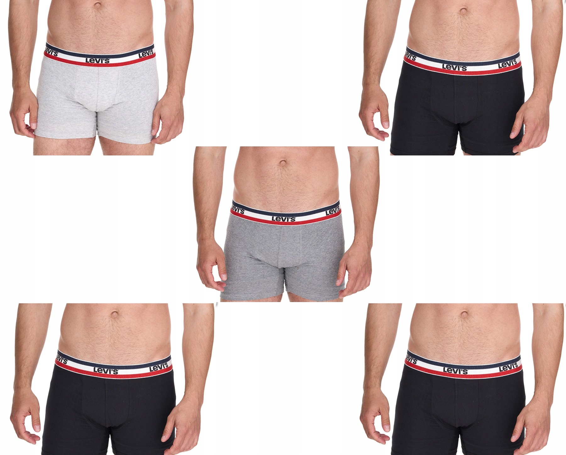 Pánské slipy Levi's Boxers 5-Pack, velikost M, černé, šedé, bavlna, módní