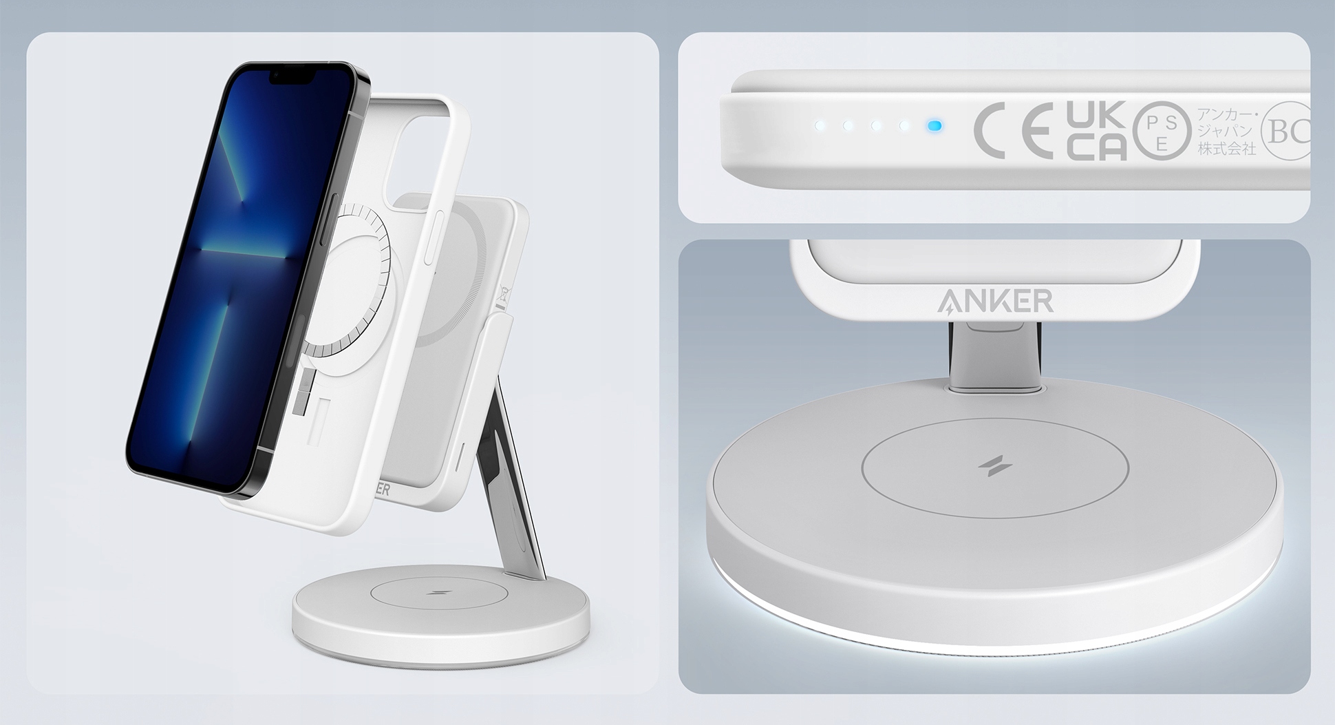 Ładowarka indukcyjna Anker PowerWave Mag-Go Przewód w zestawie tak