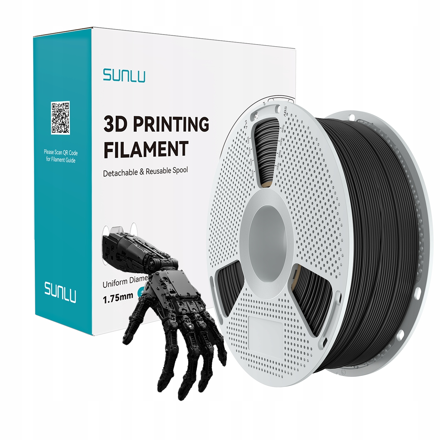 Filament 3D Sunlu nylon czarny 1,75 mm 1000 g