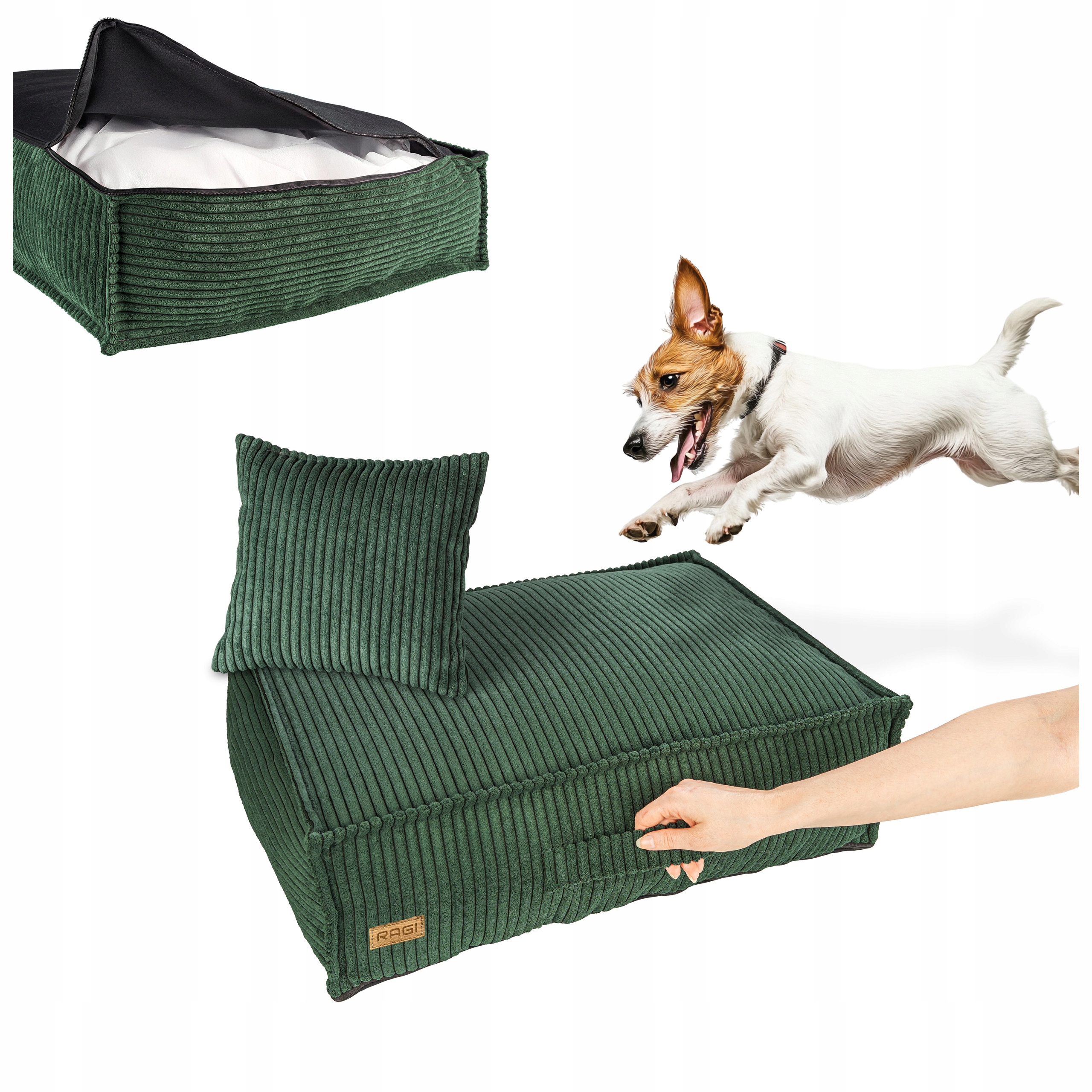 Levně Pelíšek pro malého psa Postel Matrace Potah pro psa Zelená M 60x50 cm