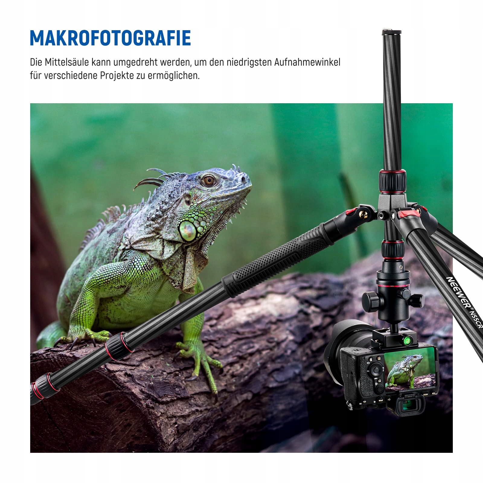 NEEWER Statyw Podróżny Z Włókna Węglowego 360° Głowica Kulowa Monopod — miniatura 3