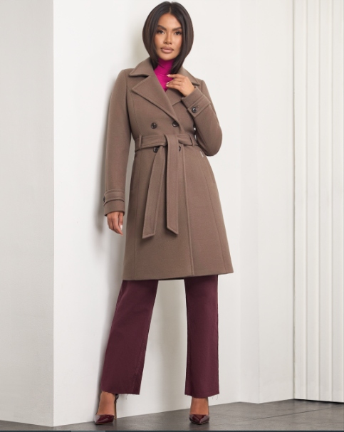 Klasický podzimní a zimní kabát ke kolenům Zartex Mila Natural 44 AW25