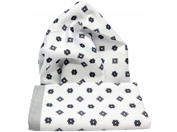 BIAŁA / SREBRNA WE WZORY POSZETKA WYPUSTKA BUTONIERKA