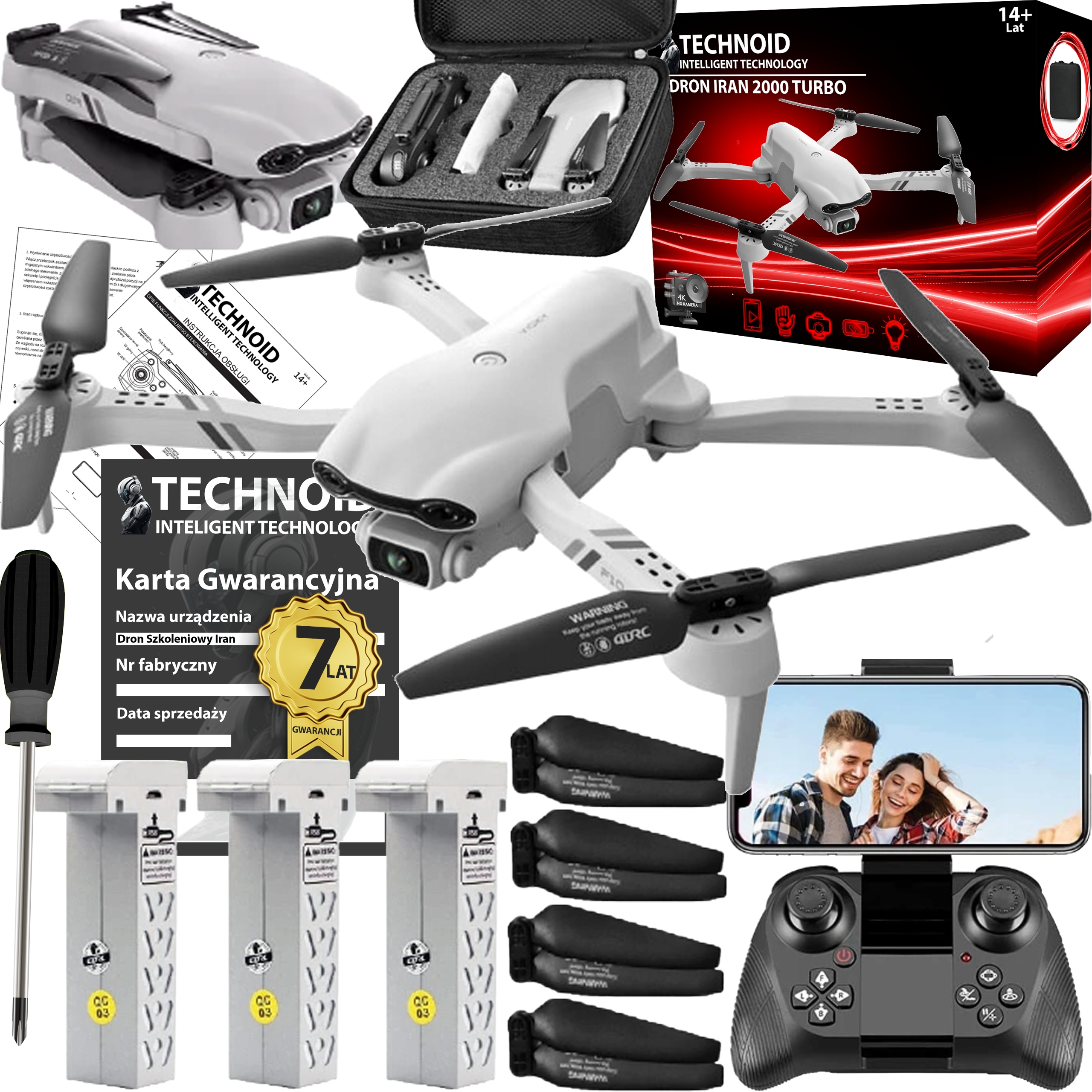 Dron Technoid S Hd Kamerou WiFi 2000m 3x Akumulátor 90min Gps 45km/h Kufr