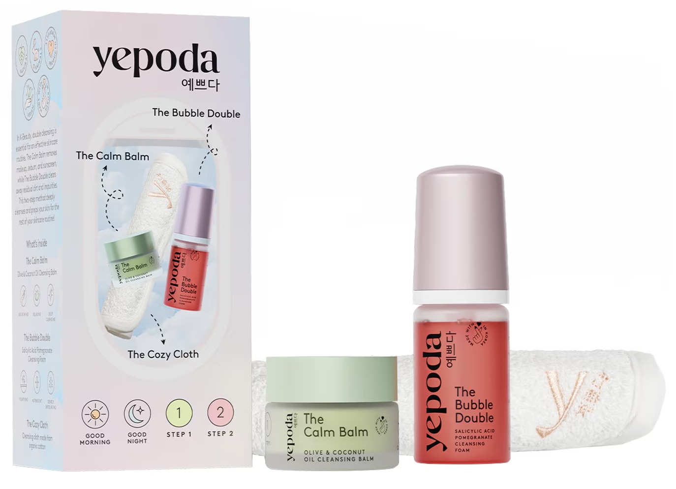 Yepoda The Mini Cleansing Duo Zestaw do oczyszczania twarzy Balsam+pianka