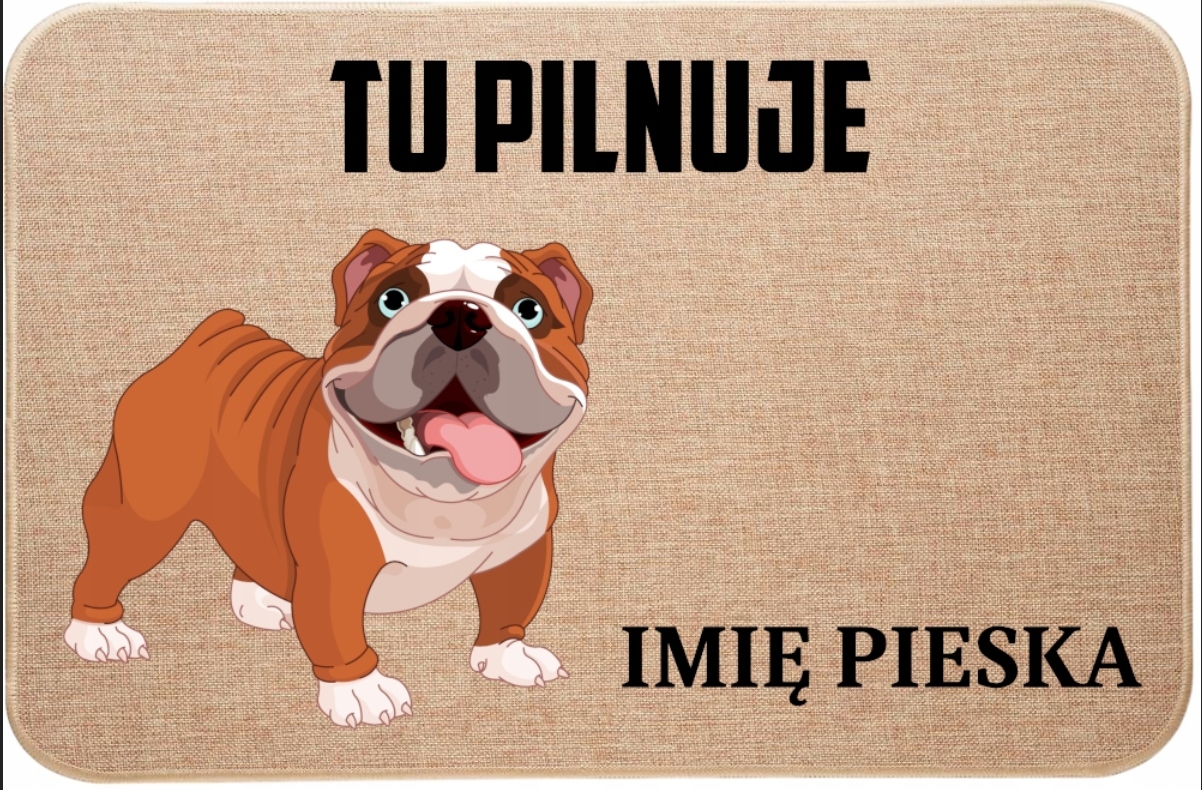 Lněný Vstupní Stěrač Tu Hlídá Bul Dog