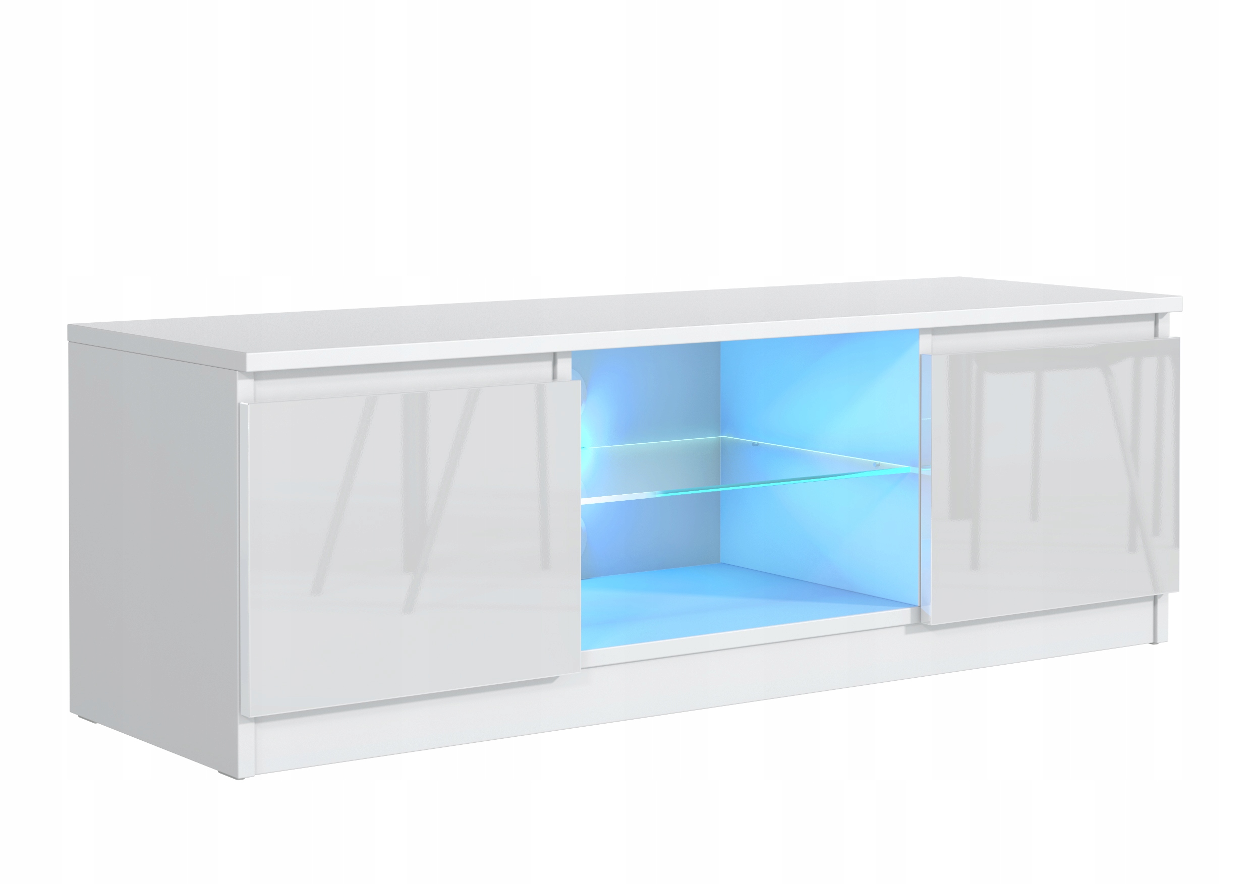 СОВРЕМЕННЫЙ ШКАФ ТВ 140КМ БЕЛЫЙ ПЕРЕДНИЙ БЛЕСК СИД ДЛЯ ТВ