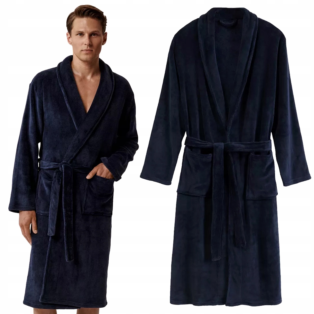 Pánský Župan Atlantic Elegantní s páskem Pohodlný Měkký Tmavě modrý M/L