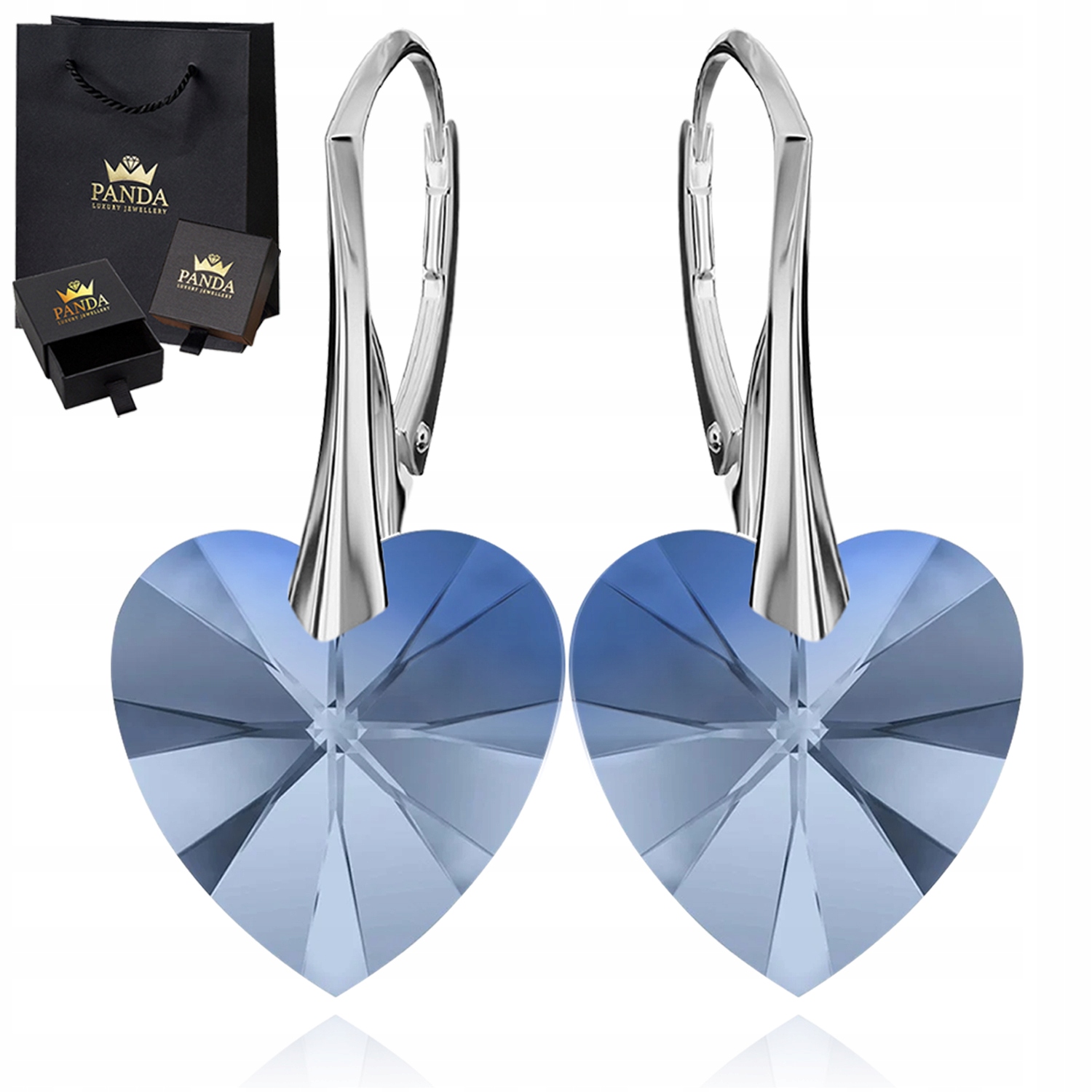 Stříbrné Náušnice pro ženu Srdce Krystaly Dárek Valentýna pro babičku