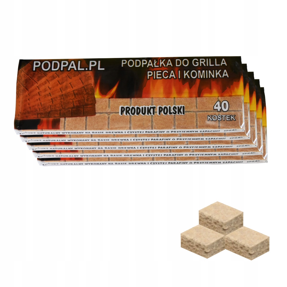 

Rozpałka 5SZT. Podpałka Grilla Kominika 200 Kostek