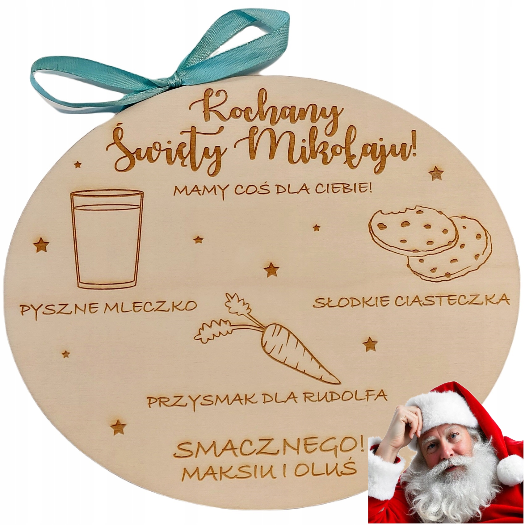 Dřevěný Talířek S Podnosem Na Mléko A Sušenky Pro Mikuláše Rudolfa Vaše Jméno