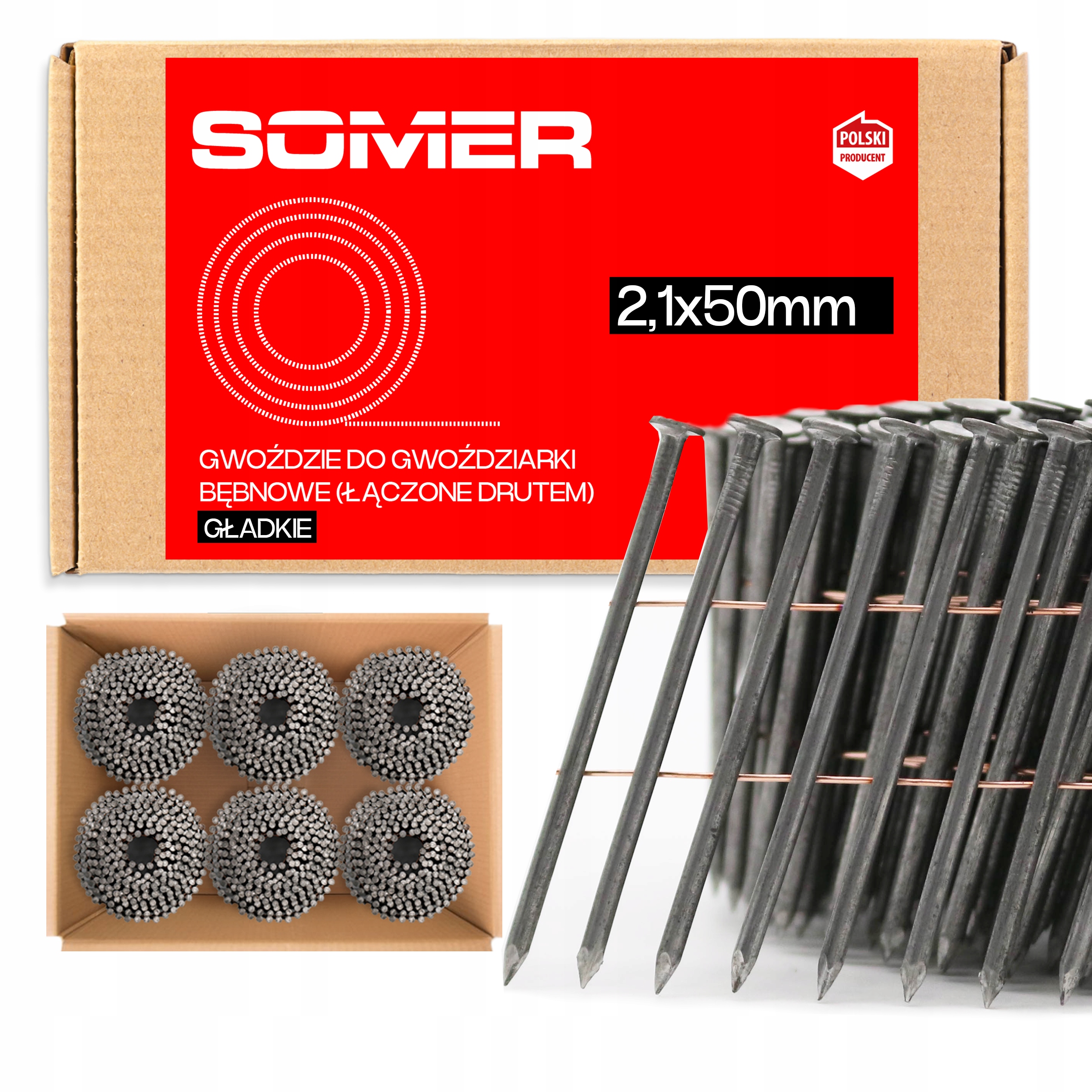 Hřebíky Pro Bubnové Hřebíkovačky 2,1/50 G 10500 Ks Velká Kompatibilita