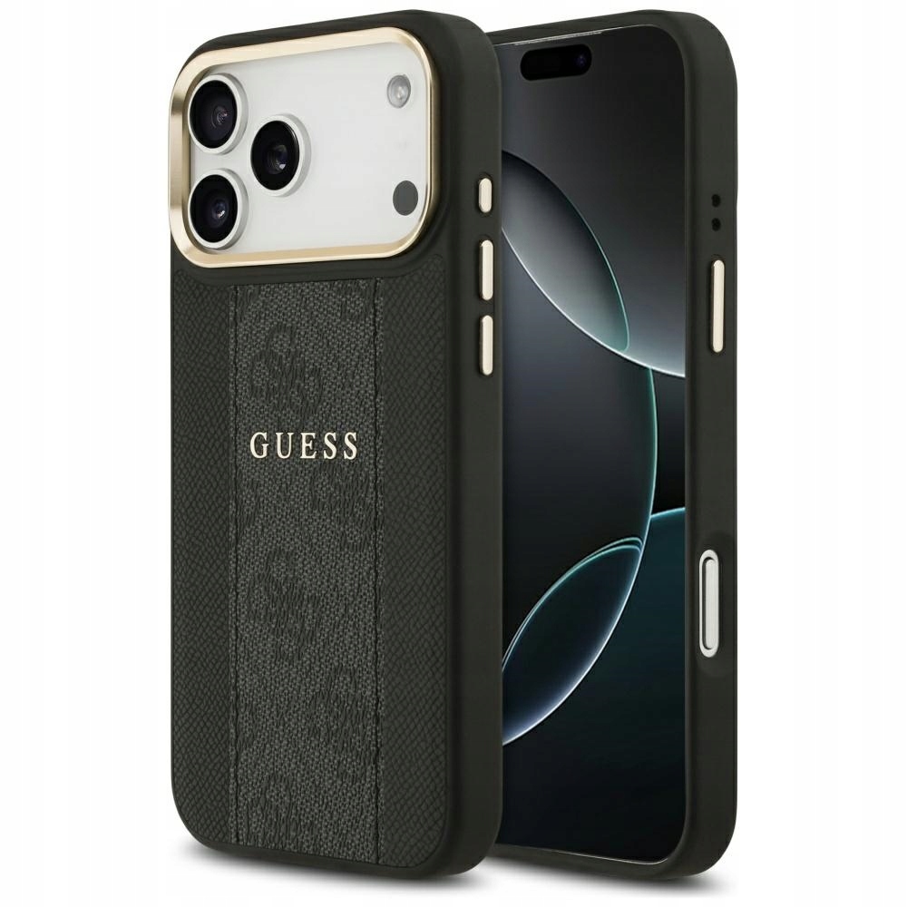 Pouzdro Guess 4G Stripe MagSafe pro iPhone 17 Pro Max, černé