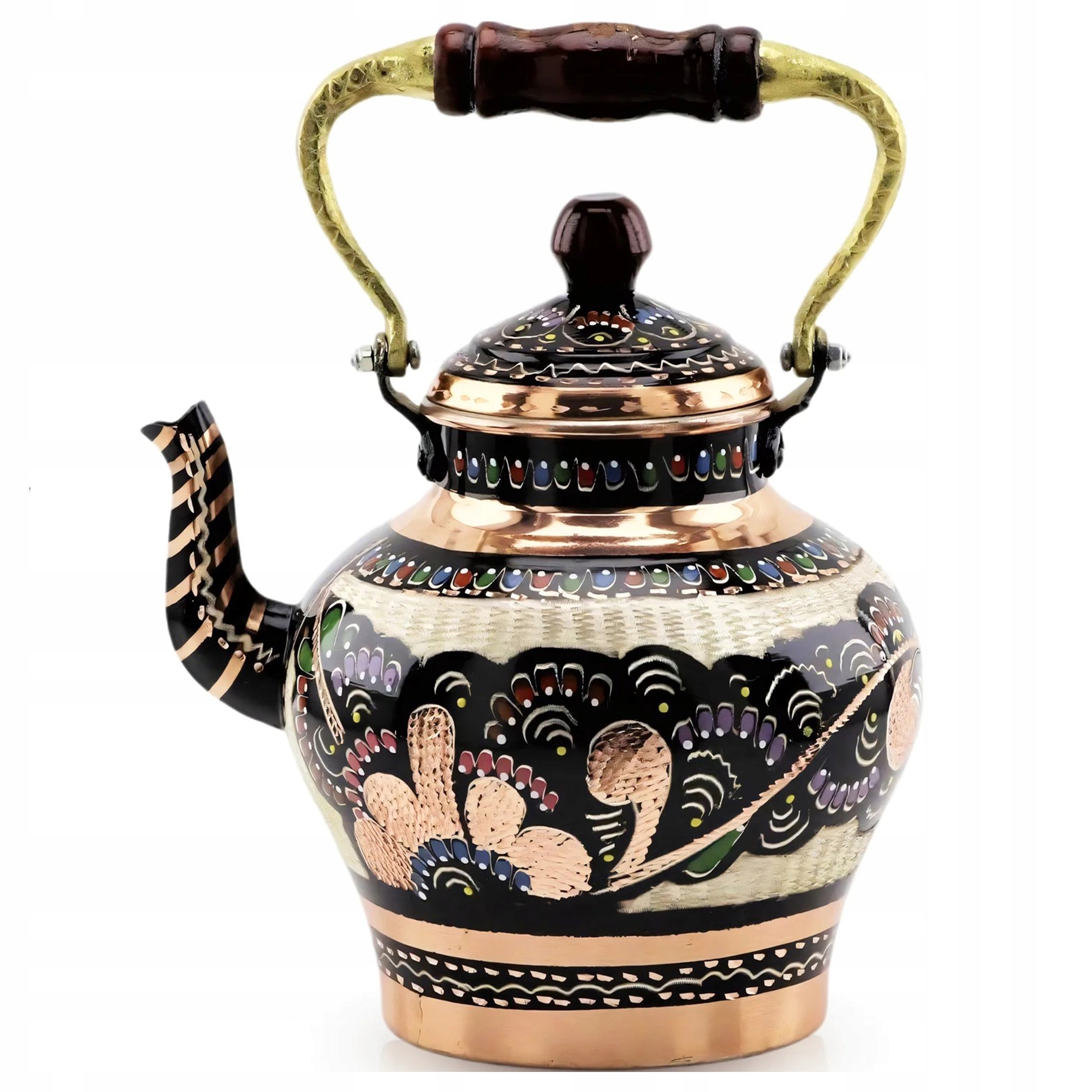 Turecká Medená Kanvica Orientálna, Elegantná, Prémiová, Ručne Zdobená, 2 L