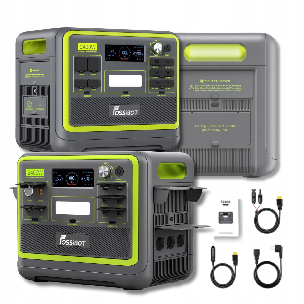 Przenośna Ładowarka Energii Solarnej Fossibot F2400 Zielony 2400W 4800W