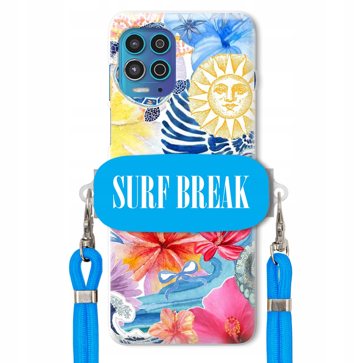 Puzdro pre Motorola Edge S Vodítko Crossbody Blue Držiak Surf Break Lata