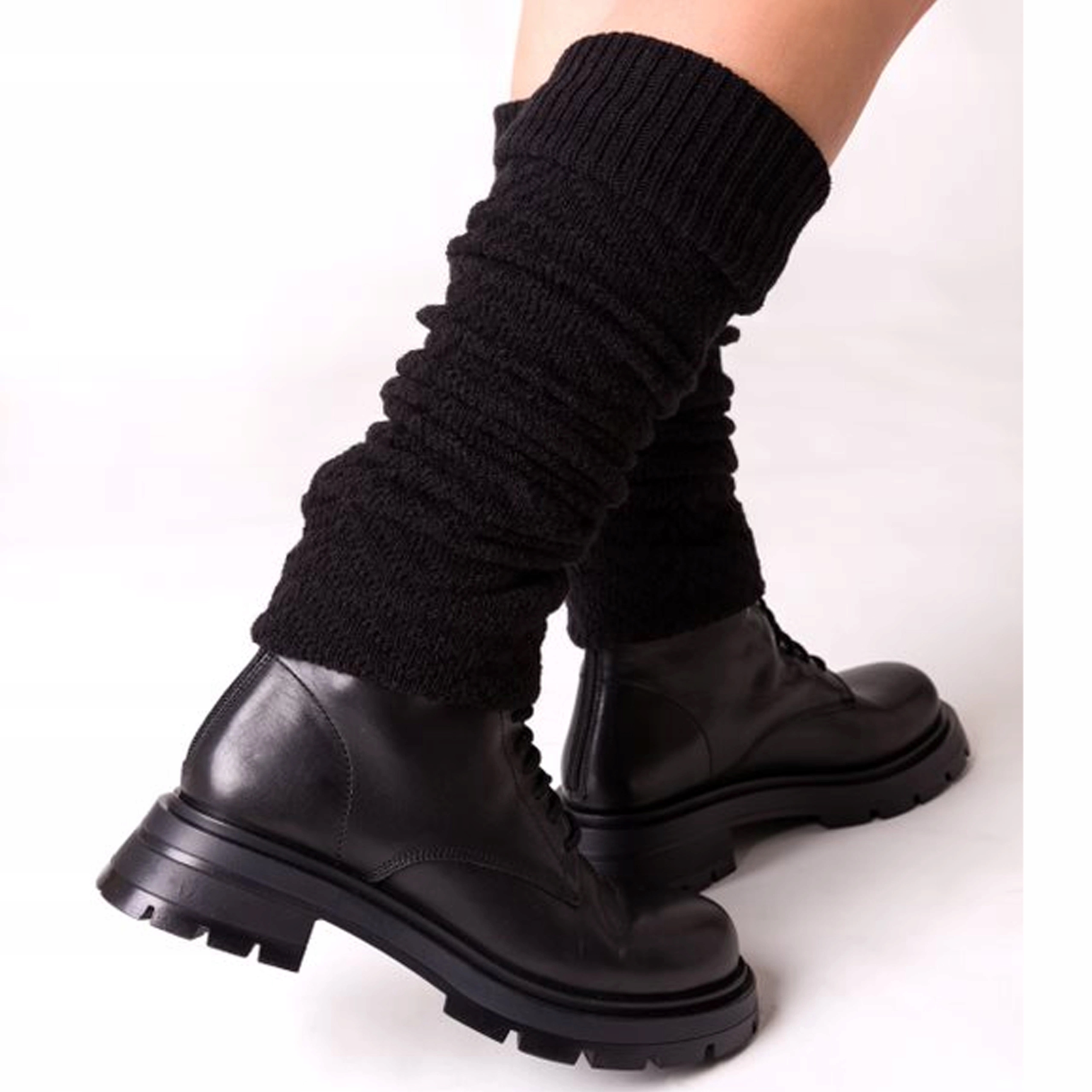 GETRY DAMSKIE ciepłe wełniane OCIEPLACZE Jodełka czarne Steven *One size