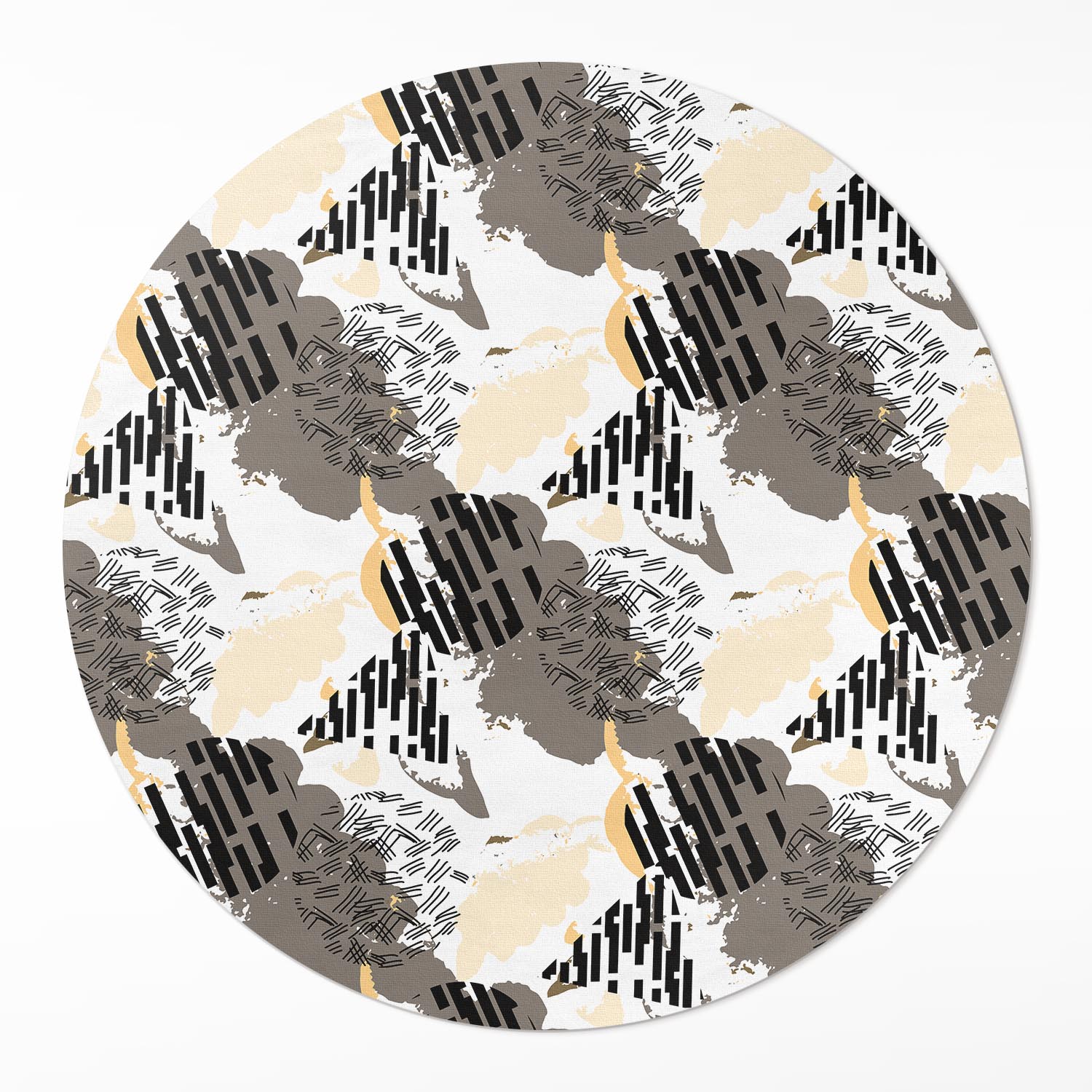 Okrúhly vinylový Behúň Abstraktná kompozícia škvŕn a tvarov ⌀ 140 cm